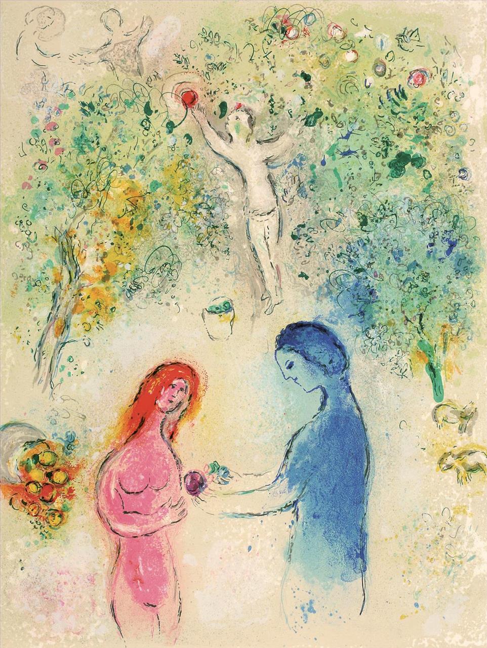 Message Biblique lithographie contemporaine Marc Chagall Peintures à l'huile
